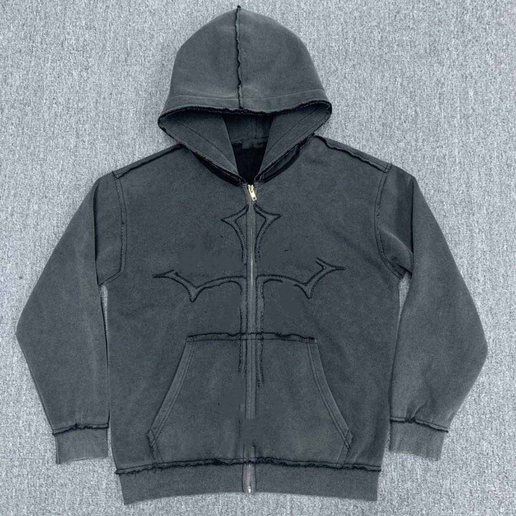 Custom Blank Unisex Vintage Acid Wash Zip Hoodie Jacket  DashTex Industries