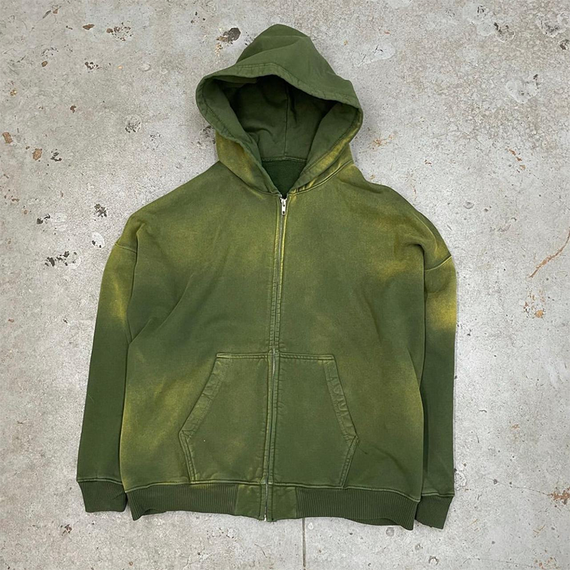 Custom Blank Unisex Vintage Acid Wash Zip Hoodie Jacket  DashTex Industries