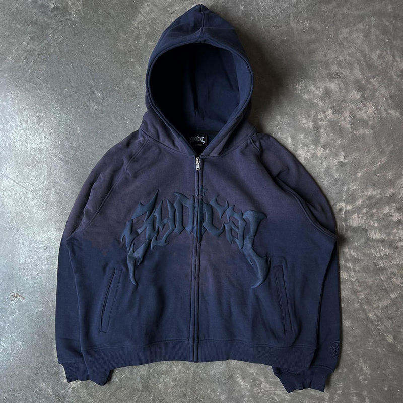 Custom Streetwear Oversized Acid Stone Washed Zip Hoodie for Men | DashTex Industries