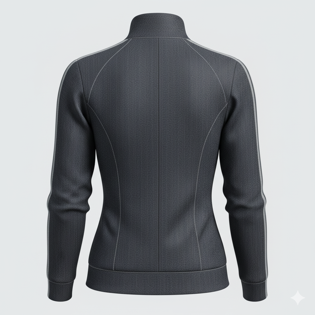 Tailored Tracksuit Jacket for Women – Retro Herringbone Style - Image 2