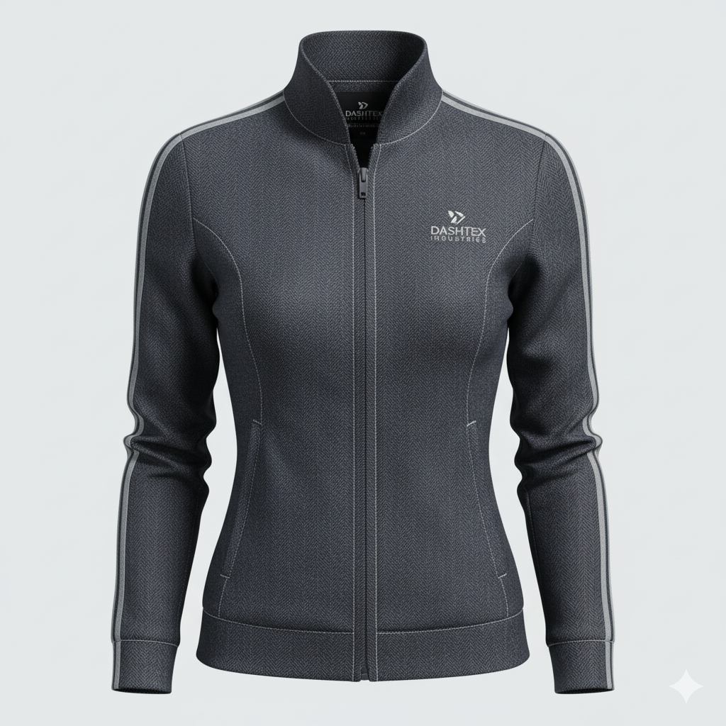 Tailored Tracksuit Jacket for Women – Retro Herringbone Style